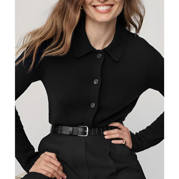 Jenni Kayne Murphy Collared Cashmere Blend Knit Cardigan Sweater Black Size XS - Picture 1 of 6